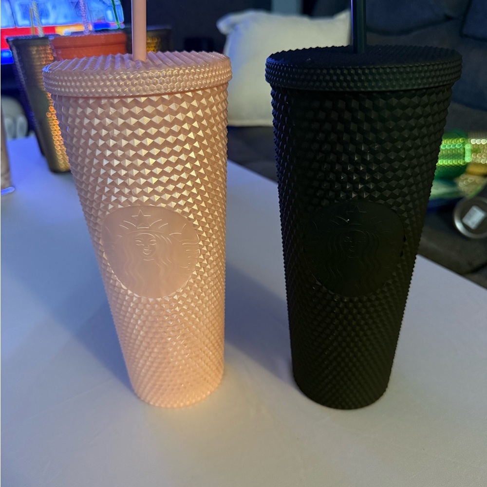 Starbucks Blush Pink and Dark Green  Tumblers Set of 2